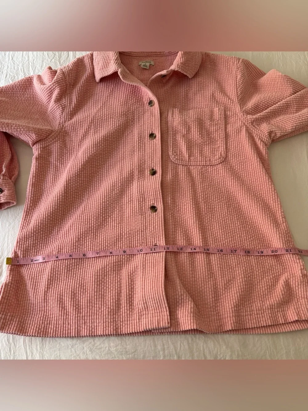 L.L. Bean Women’s Pink Corduroy Cotton Button-Up Shacket